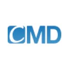 CMD logo featuring bold blue CMD letters with a curved swoosh design on a light background.