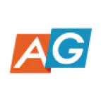 Asia Gaming (AG) logo featuring overlapping orange and blue shapes with white AG lettering.